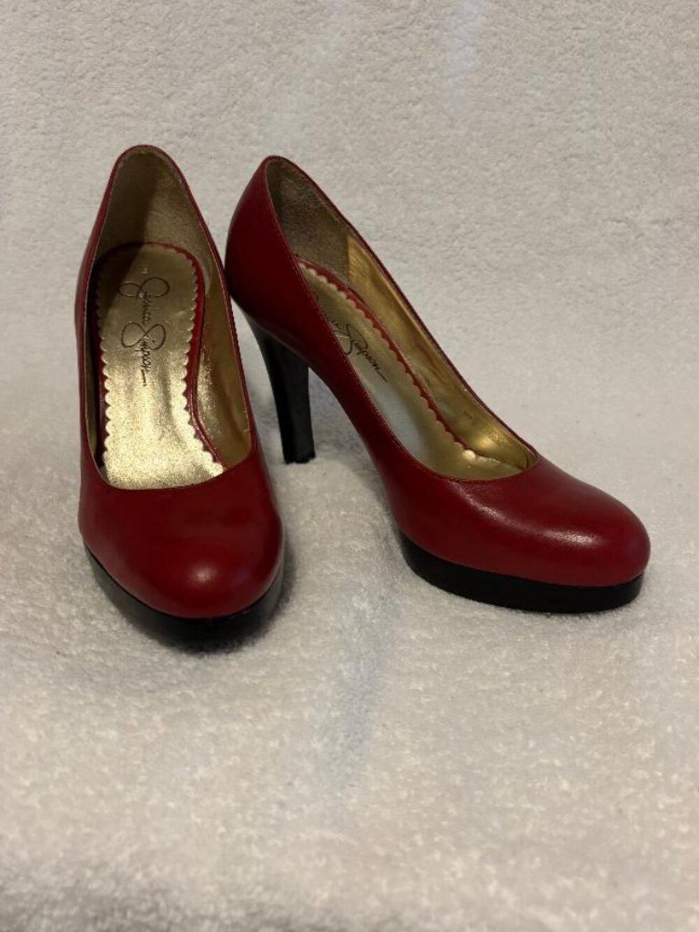 Jessica Simpson Color Blocking Platform Stiletto Leather Heels Red Black Size 6